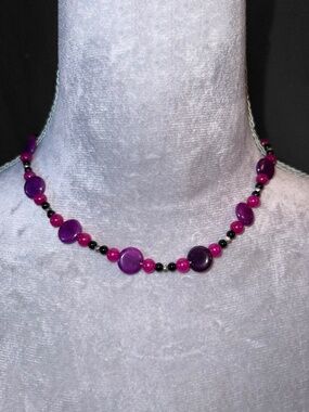 Pink & Purple Beaded Choker